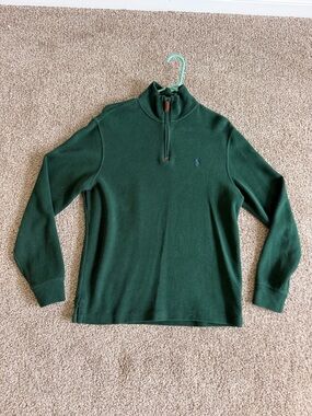 Ralph Lauren Forest Green Half-Zip Sweater with Blue Pony